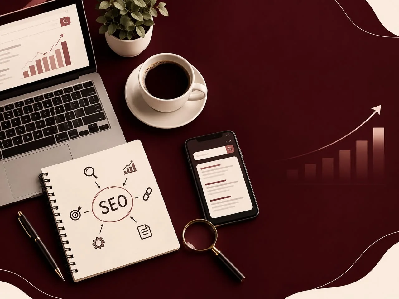 Notebook with SEO strategy diagram for SEO in 2026 traditional SEO vs AI search